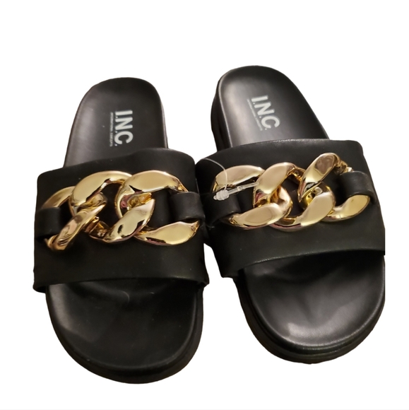 INC little girls black slip on flats with gold embellishments size 13 NWOT - Picture 1 of 6